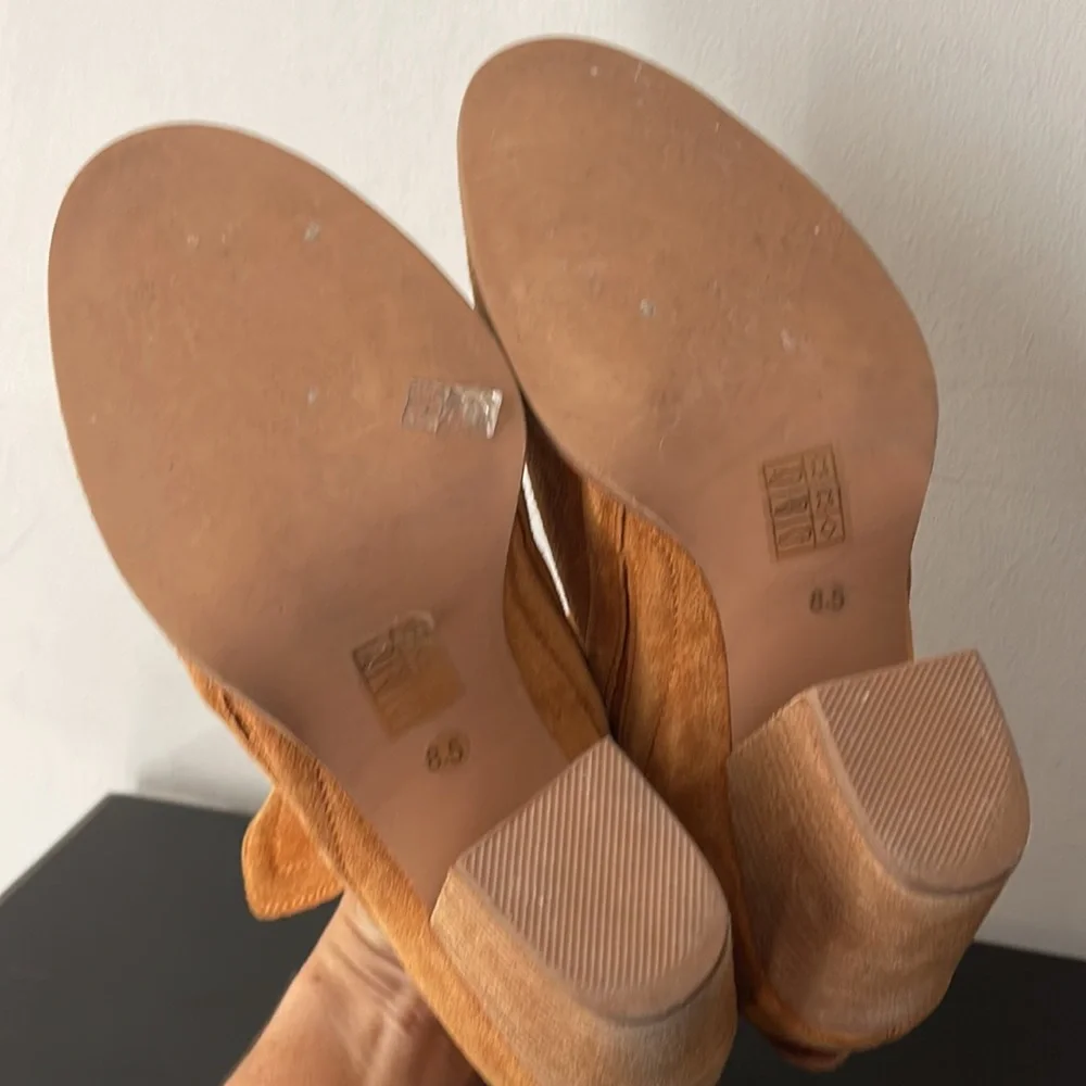 Jeffrey Campbell suede chunky heel boots or booties ankle boots caramel color - Picture 8 of 13